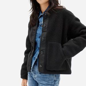 EVERLANE BUTTON UP FLEECE BLACK SIZE M